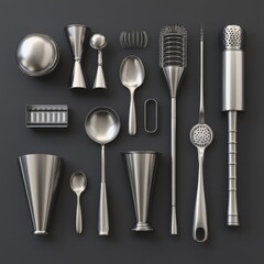 Polished Stainless Steel Barware Set: A Gigapixel View