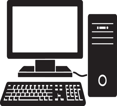 desktop computer setup vector Silhouettes design illustration