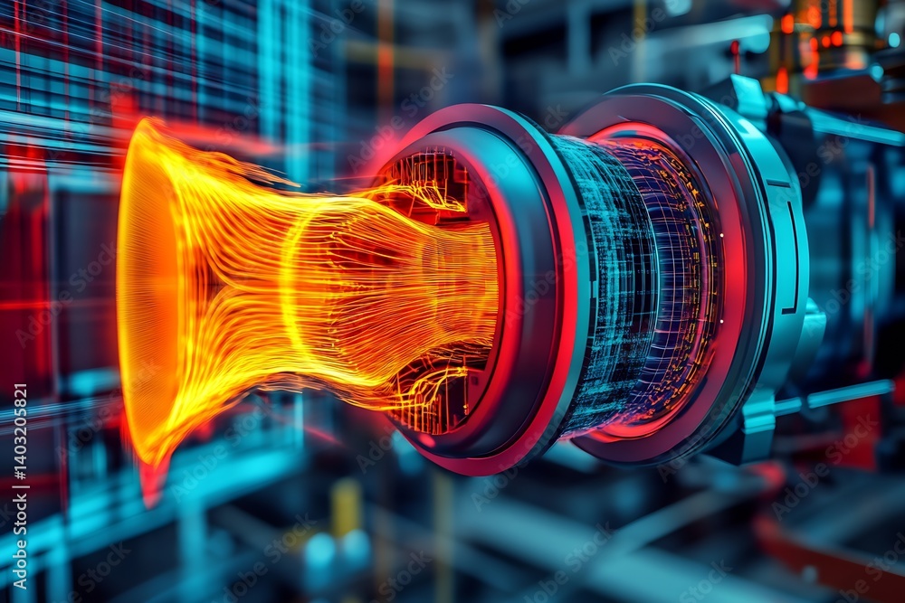 Leinwandbilder advanced propulsion system with vibrant energy wave and sophisticated design showcasing high-tech in