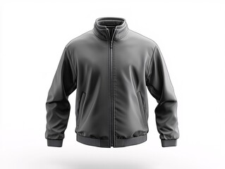 Sporty dark gray zip-up jacket for active lifestyle studio product photography minimalist design fashionable look