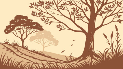 autumn tree silhouette