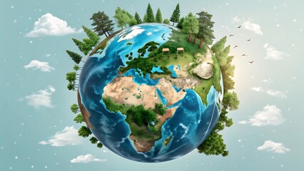 Fototapeta premium Earth in Harmony: A Lush and Vibrant Planet