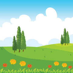 Fototapeta premium Breathtaking vector landscape – perfect for websites, presentations, and nature-themed designs.