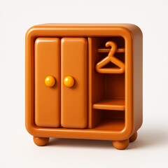 3D rendering of an orange wardrobe icon.