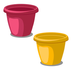 two flower pots for indoor plants without background