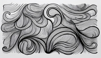 Fototapeta premium Simple hand-drawn squiggle lines in black on transparent background
