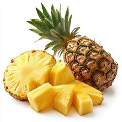 Fresh organic pineapple isolated on white background.