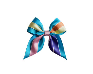 Vibrant rainbow striped bow with a soft, textured look. Great for cheerful decorations, festive designs, party elements, and creative projects against or on transparent PNG background.

