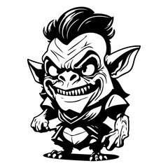 Cartoonish Goblin Vector Silhouette Illustration