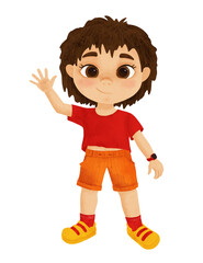 Baby boy, child, cartoon character, handmade digital illustration on a white background. An element for the design