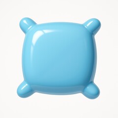 Cute glossy blue pillow 3D icon, simple design.