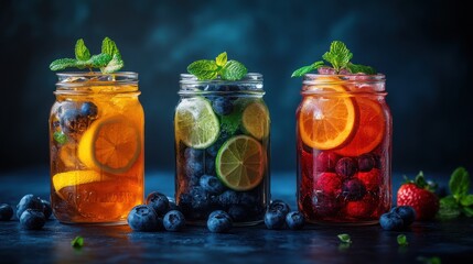 Layered Fruit Infused Mason Jar Cocktails