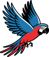 Obraz premium Colorful Flying Parrot Vector Illustration on White Background
