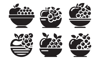 Apple Grapes Bowl icons set