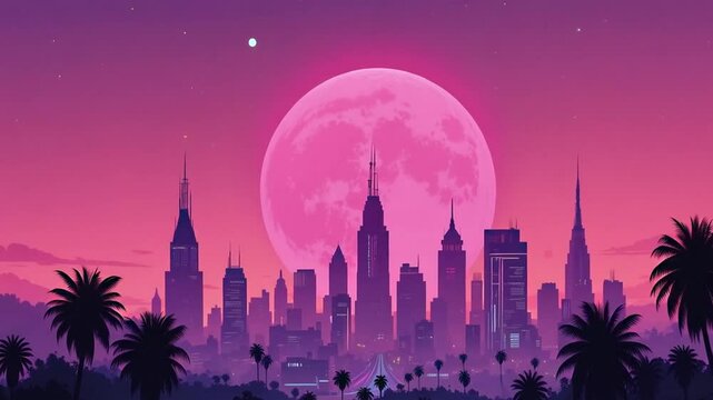 Chill Lo-fi Vibes with Night Skyline and Purple Hues: Manga and Anime Inspirations.