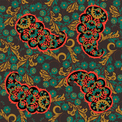 Paisley Seamless Vector Pattern. Indian floral motifs for fabric designs