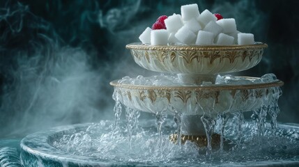 Vintage Absinthe Fountain with Sugar Cubes and Ice