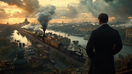 A Gentleman's Sunset View: Steam Train Journey Across the River