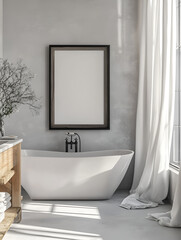 Fototapeta premium Modern Bathroom with Frame and Plants