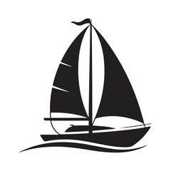 Sailboat icon, logo Vector Black silhouettes on white background