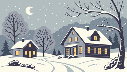winter landscape with houses