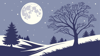 Naklejka premium winter night landscape