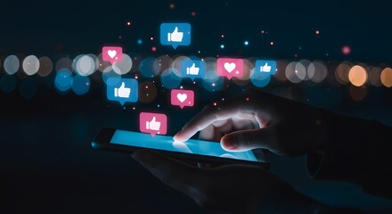Fototapeta premium Social Media Engagement: Icons in Action
