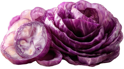 Fototapeta premium Vibrant Cabbage: A close-up shot of a beautiful red cabbage, the textured leaves and captivating colors give this culinary subject a unique aesthetic quality