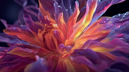 Vibrant Digital Art Flower Metamorphosis in Fluid Abstract Design