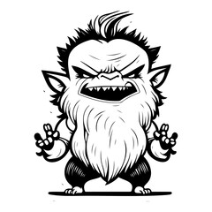 Obraz premium Angry Yeti Cartoon Character in Graphic Outline