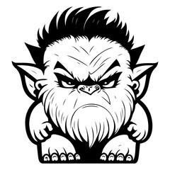 Vector Black and White Angry Forest Monster