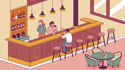 Obraz premium vector illustration of a cafe