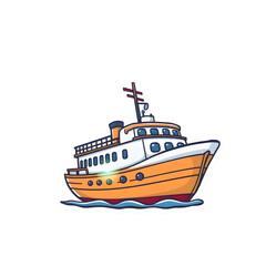 Obraz premium Abstract vector kawaii style ship sticker with bright lens flare contrasting colors and contour lines set against a big white background art illustration design