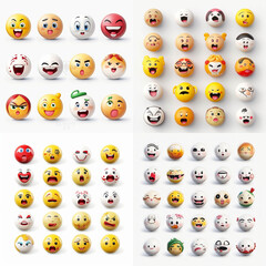 Colorful, round emoticons with diverse expressions.