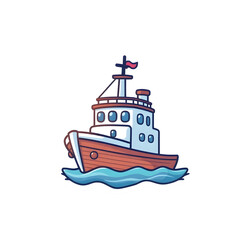 Obraz premium Abstract vector kawaii style ship sticker with bright lens flare contrasting colors and contour lines set against a big white background art illustration design