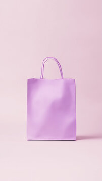 Minimalistic Lilac Shopping Bag on Soft Pink Background