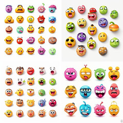 Obraz premium Colorful collection of expressive cartoon emoticons.