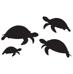 Turtle Silhouettes vector with white background