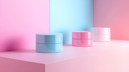 Pastel Jars on Pink & Blue Platform