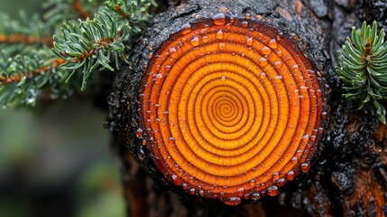 Intricate Tree Rings: A Close-Up of Nature's Spiral