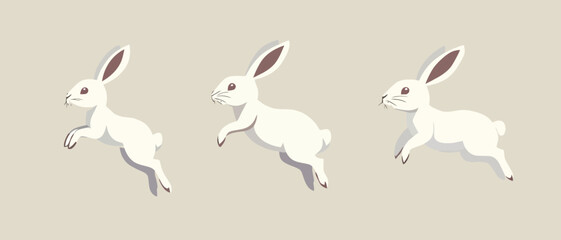 Three rabbits illustration easter bunny spring animal happy cute design art