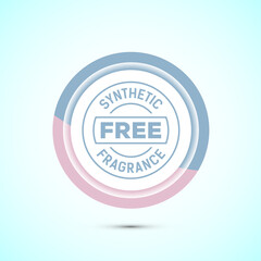 No synthetic fragrance icon design illustration. Synthetic fragrance free label sign symbol, Pastel color button design