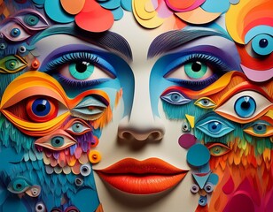 Multi-Faced Collage Portrait – Overthinking and Sensory Overload