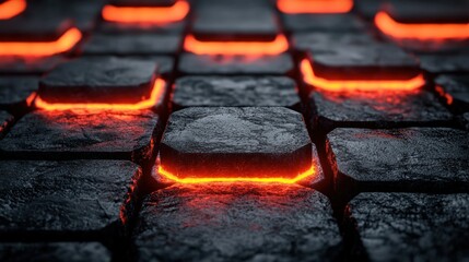 Glowing Embers: A fiery abstract of dark stone and incandescent light