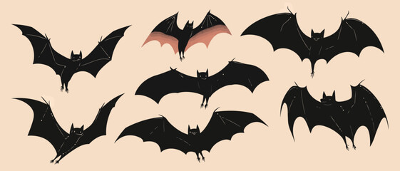 Fototapeta premium Halloween vector illustration of flying bats spooky night animal designs