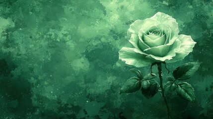 Emerald Rose: A Serene Floral Painting