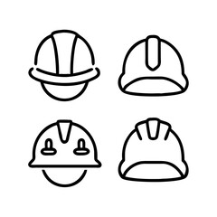 Construction Hard Hat Vector Icons – Line EPS SVG Set for Builders, Engineers, Infographics, Web Design Elements and Protective Workwear Tools.