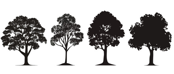 Silhouette trees vector illustration nature forest design elements set