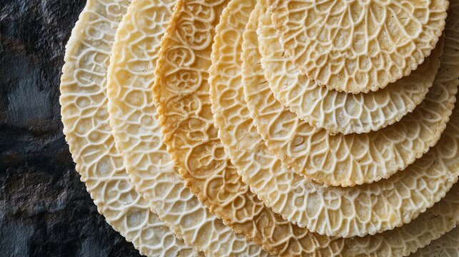 Crispy pizzelle cookies italian waffle cookies traditional dessert recipe homemade baking waffle iron cookies 