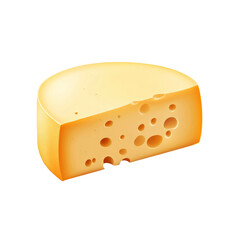 A Wedge of Delicious Swiss Cheese Isolated on Transparent Background
